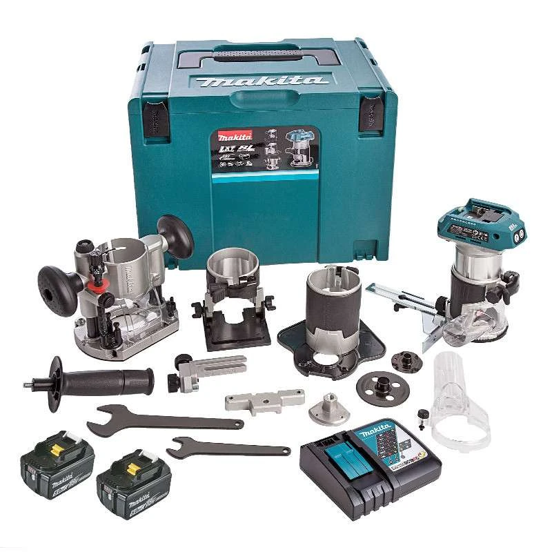 MAKITA MACHINES Affleureuse MAKITA DRT50RTJX3 18V (2x5Ah) Ø 8mm Avec Kit D'accessoires 1 MAKITA MACHINES Affleureuse MAKITA DRT50RTJX3 18V (2x5Ah) Ø 8mm Avec Kit D'accessoires