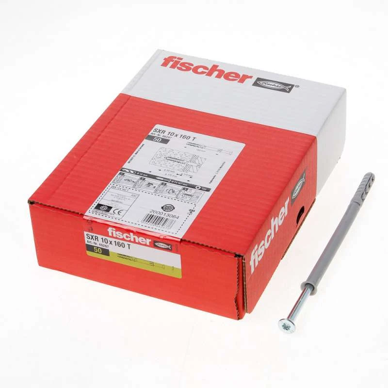 Boite De 50 Chevilles Rallongées SXR 10x160 T FISCHER 46267 (avec Vis Tête Fraisée En Acier électrozingué) 1 Boite De 50 Chevilles Rallongées SXR 10x160 T FISCHER 46267 (avec Vis Tête Fraisée En Acier électrozingué)