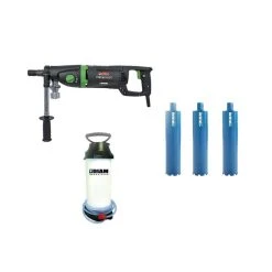 Carotteuse Portative DIAM INDUSTRIES ETN162/3 230 V 2.2 KW Ø 202 + Pulvérisateur + 3 Couronnes