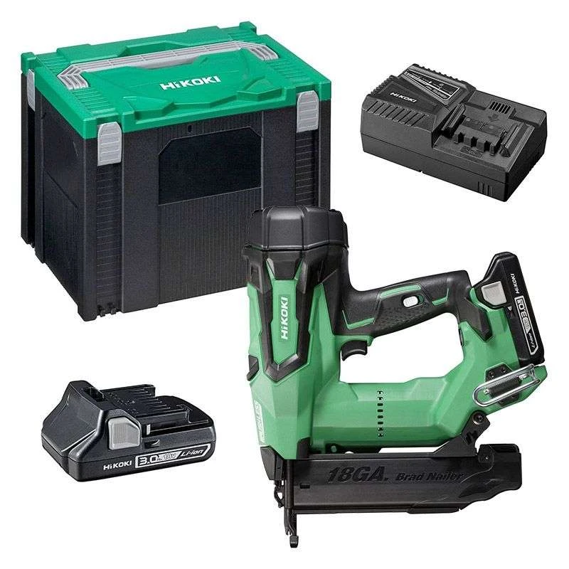 HITACHI - HIKOKI Cloueur Sans Fil HIKOKI NT1850DBSL(WX) 18V (2x3Ah) /18GA / 16-50mm + Coffret Hit-Case 1 HITACHI - HIKOKI Cloueur Sans Fil HIKOKI NT1850DBSL(WX) 18V (2x3Ah) /18GA / 16-50mm + Coffret Hit-Case