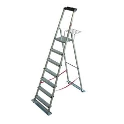 Escabeau ESCALUX V23507 Aluminium 7 Marches H 3M86 Avec Tablette Porte-outils