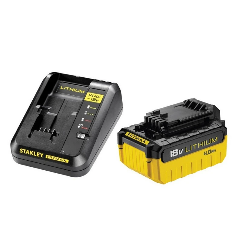 Kit Chargeur STANLEY FMC694M1 FATMAX 2,0 Ah + 1 Batterie Li-Ion 18v 4,0 Ah 1 Kit Chargeur STANLEY FMC694M1 FATMAX 2,0 Ah + 1 Batterie Li-Ion 18v 4,0 Ah