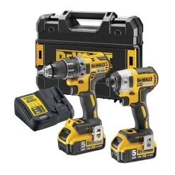 DEWALT MACHINES Pack 2 Outils DEWALT DCK268P2T-QW XR 18V 5Ah Li-Ion - Perceuse Visseuse Compact + Visseuse à Chocs