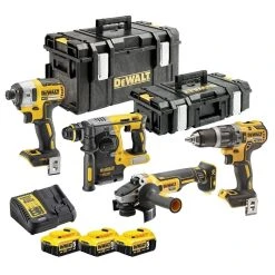 DEWALT MACHINES Pack 4 Machines Brushless XR 18V DEWALT DCK422P3T-QW - 3 Bat Li-Ion 5Ah + Chargeur + Coffret TSTAK