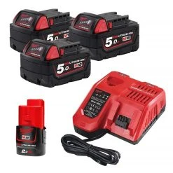 Pack Énergie M18NRG-503 MILWAUKEE 4933451423 18V 5,0Ah Red Lithium + 1 Batterie M12 2Ah OFFERTE