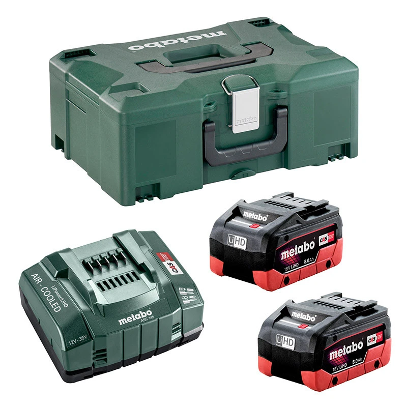 Pack Energie METABO 2 Batterie 8,0 Ah LiHD + Chargeur ASC 145 + Coffret MetaBOX 1 Pack Energie METABO 2 Batterie 8,0 Ah LiHD + Chargeur ASC 145 + Coffret MetaBOX