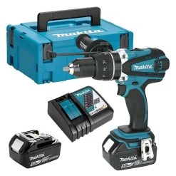MAKITA MACHINES Perceuse Visseuse à Percussion MAKITA DHP458RTJ 18 V Li-ion 2 X 5.0 Ah