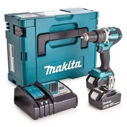 MAKITA MACHINES Perceuse Visseuse à Percussion MAKITA DHP484RTJ 18V Li-ion Ø13mm (2 X 5Ah) + Chargeur + Mak-Pack Complet