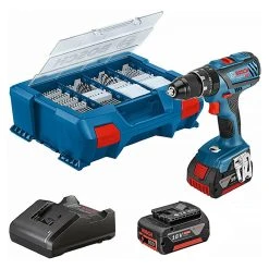 BOSCH MACHINES Perceuse Visseuse à Percussion Sans Fil BOSCH GSB 18V-21 Professional (2 X 4,0Ah) Avec 82 Accessoires