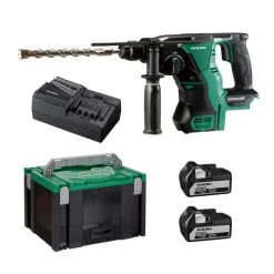 HITACHI - HIKOKI Perforateur Burineur 18V SDS+ HIKOKI DH18DBLWPZ - 2 Batteries 5Ah + Chargeur En Coffret Hit Case