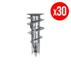 Sachet De 30 Chevilles Autoperceuses FISCHER 520181 Métal GKM-S - Pour Matériaux Creux - 35 Mm