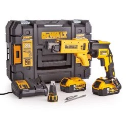 DEWALT MACHINES Visseuse Plaques De Plâtre DEWALT DCF620P2K + Chargeur Pour Vis à Bande 18 V 2 X 5.0 Ah Li-ion Moteur Brushless